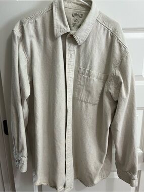 Duluth Trading Co Cream Long-Sleeve Button-Down Shirt